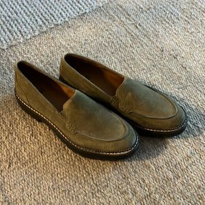 Caslon Millany Water Resistant Suede Loafer with Chunky Lug Soles in Olive Green